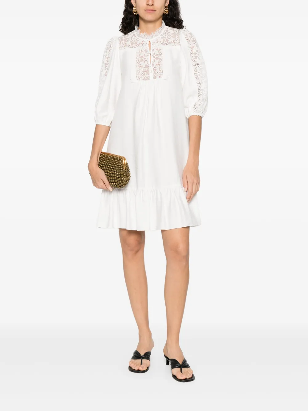 NISSA lace-embellished dress - Wit