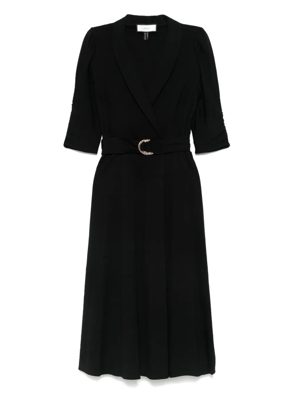 NISSA vestido midi con cinturón | negro | Image 1