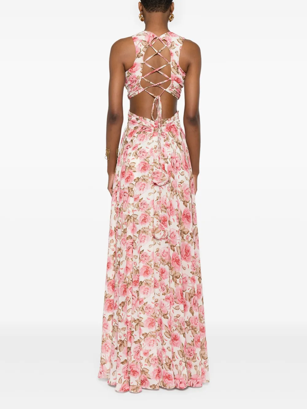 NISSA Jurk met bloemenprint Beige