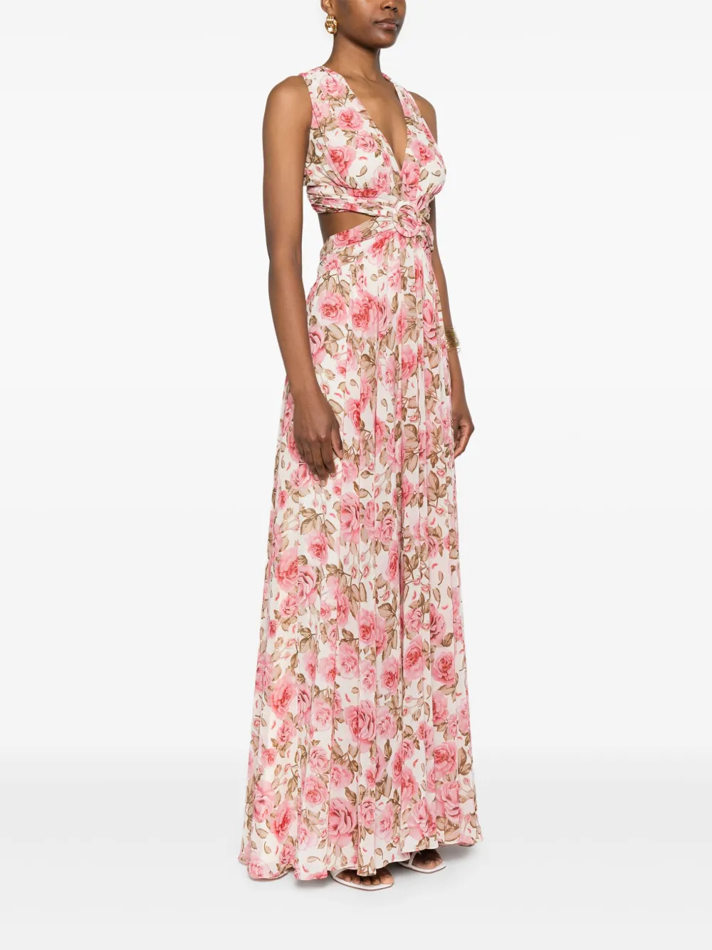 NISSA Jurk met bloemenprint Beige