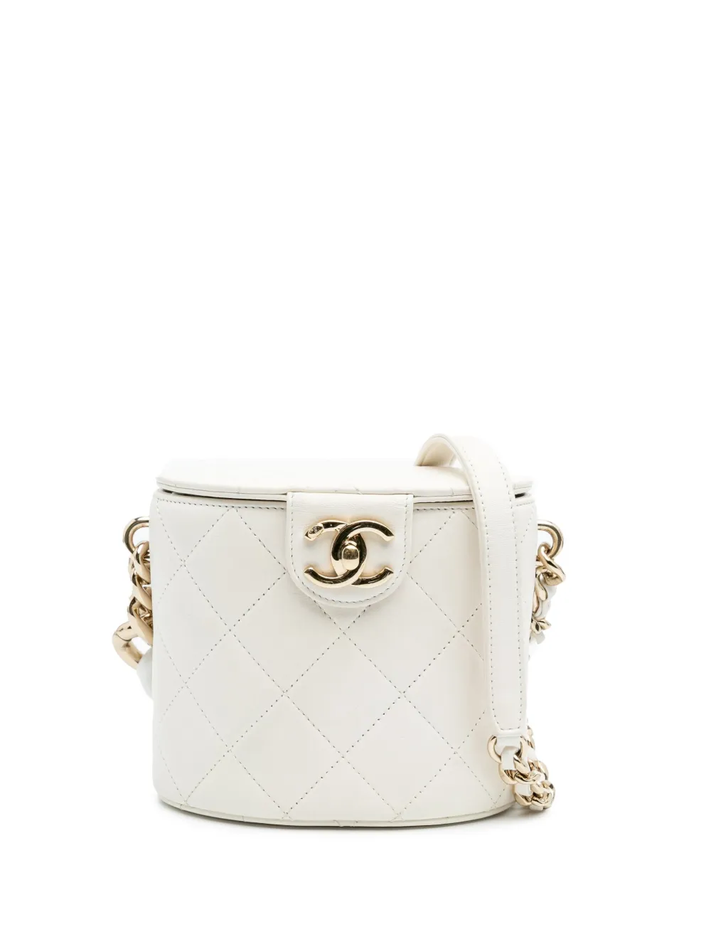 CHANEL Pre-Owned 2019 CC Lambskin Elegant Chain Case vanity bag - ホワイト CHANEL Pre-Owned 2019 CC Lambskin Elegant Chain Case vanity bag - ホワイト
