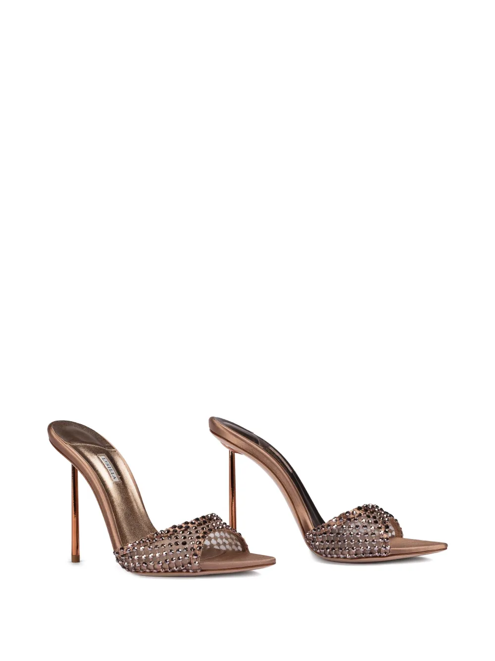 Le Silla 120 mm Gilda sandalen verfraaid met kristallen Bruin