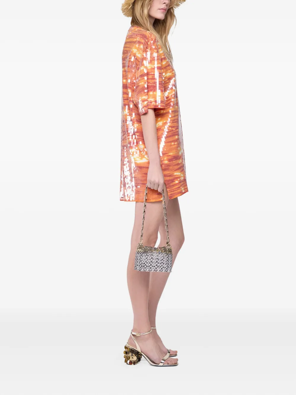 Rabanne T-shirt met pailletten Oranje