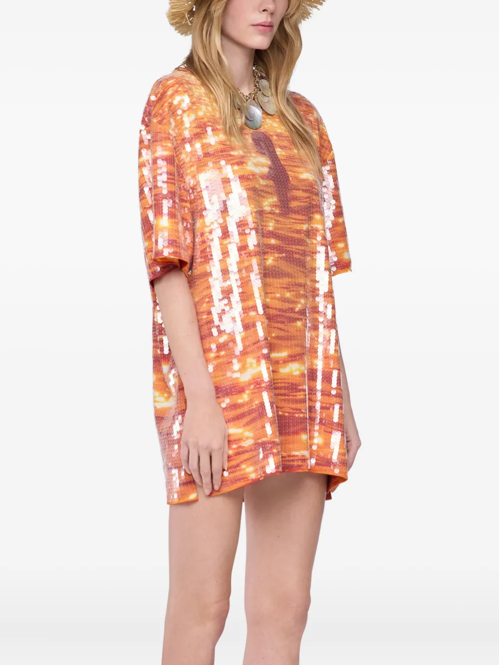 Rabanne T-shirt met pailletten Oranje