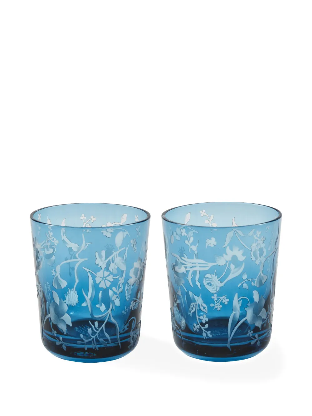  Polspotten Engraved-floral Glass Tumblers - Blue 