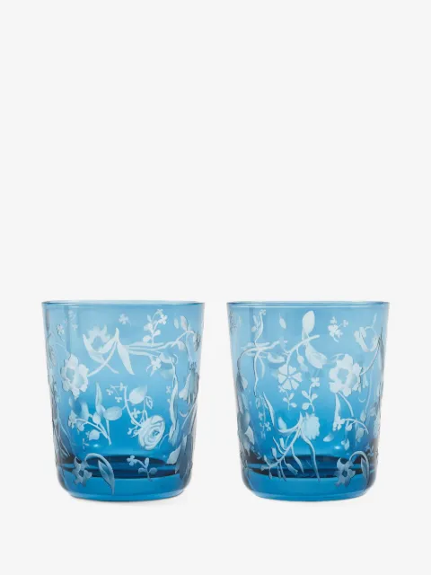 POLSPOTTEN engraved-floral glass tumblers