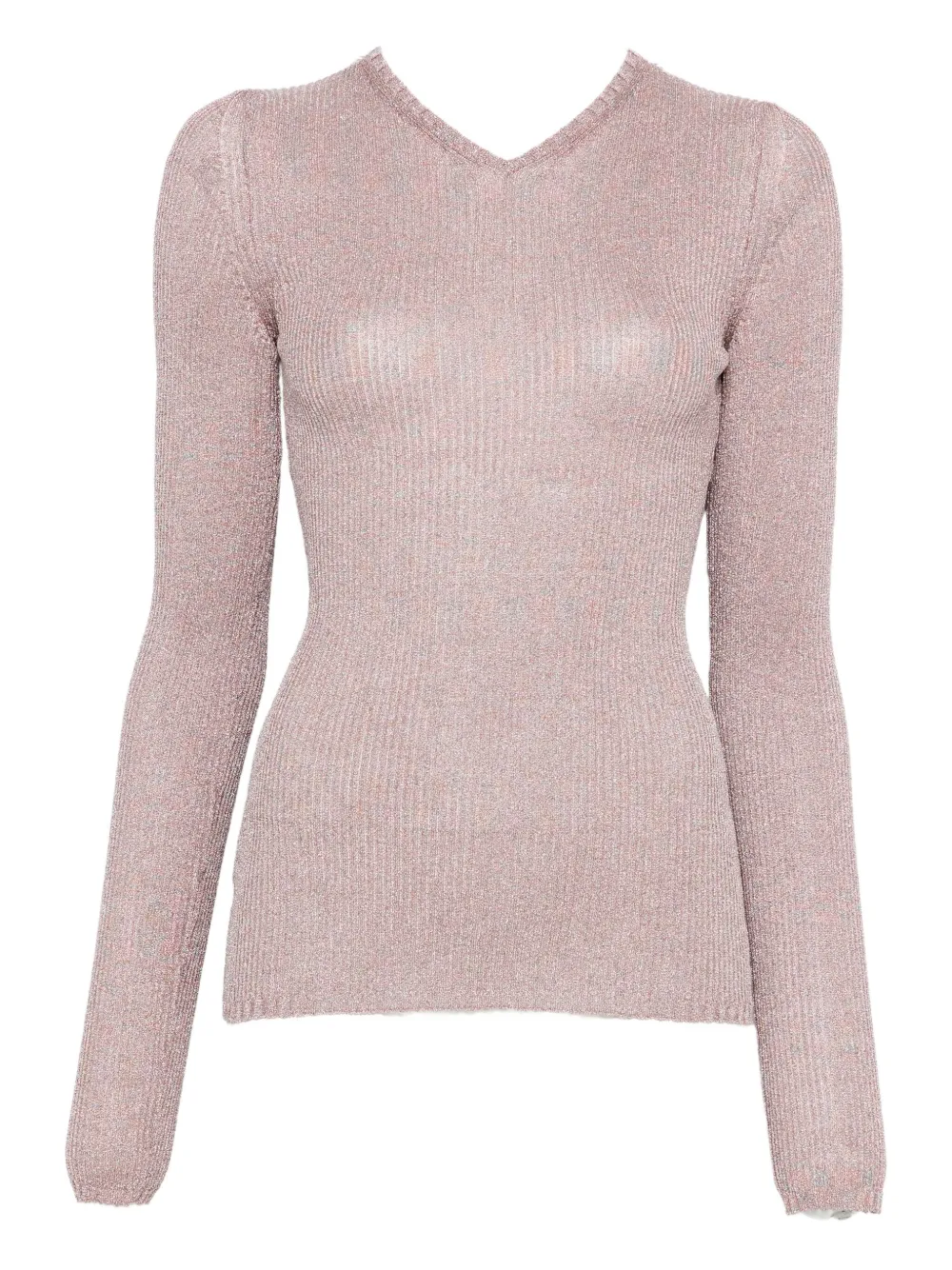 Miu Miu lurex-detail long-sleeve jumper - Rosa