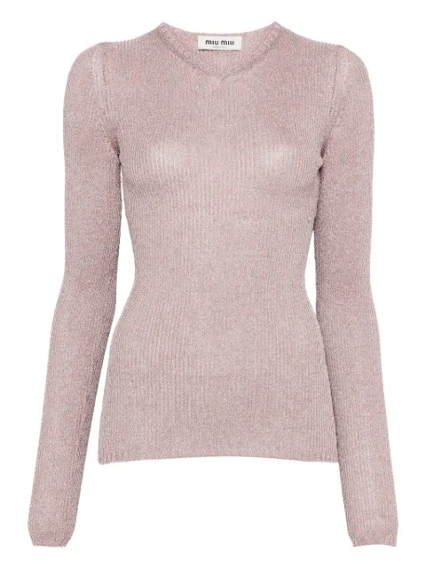 Miu Miu lurex-detail long-sleeve jumper