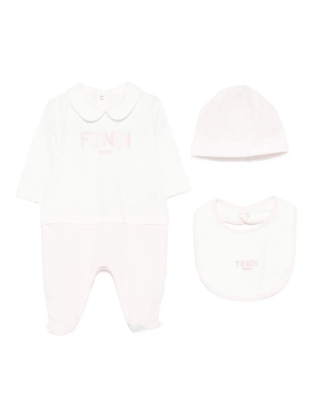 Fendi Kids logo-embroidered babygrow (set of three) - ホワイト Fendi Kids logo-embroidered babygrow (set of three) - ホワイト