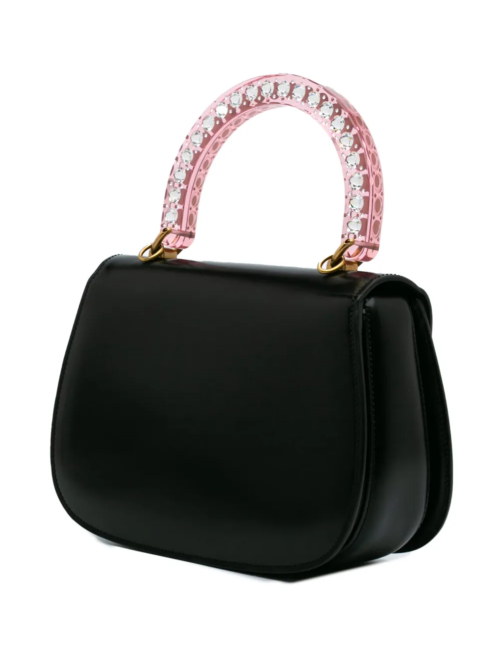 Pre-owned Gucci 2016-2024 Limited Edition Medium Calfskin Acrylic Classic 2 Top Handle Bag Satchel In Black
