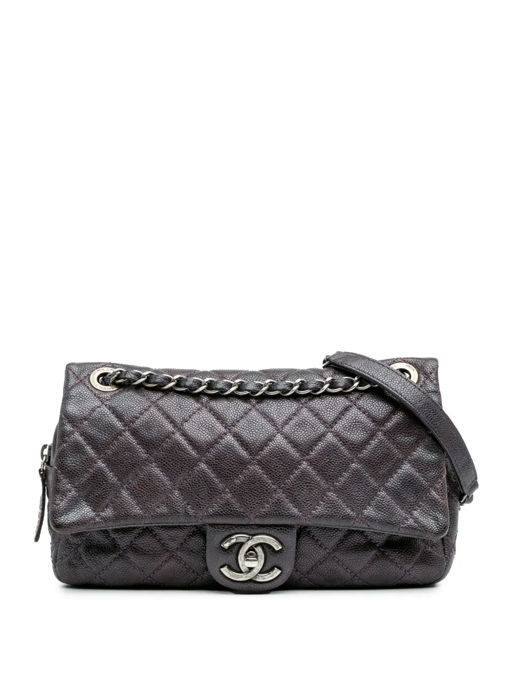 Pre-owned Chanel 2012 Medium Quilted Caviar Easy Flap Shoulder Bag