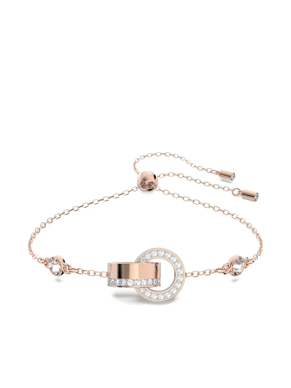 Swarovski Hollow Rose Goldplated Crystal Interlocking Circle Bracelet In Pink