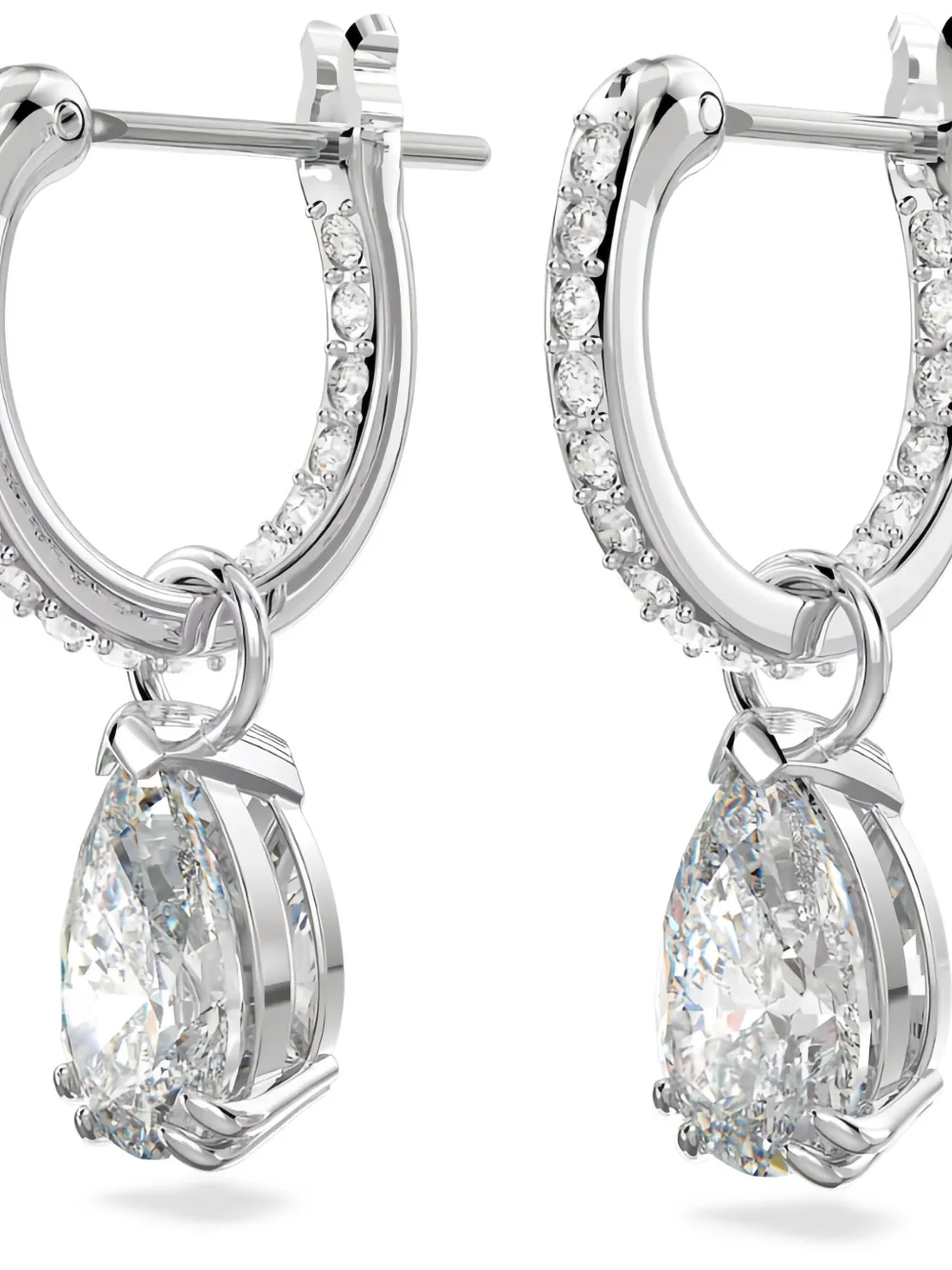Swarovski Millenia Pear Crystal Drop Huggie Hoop Earrings