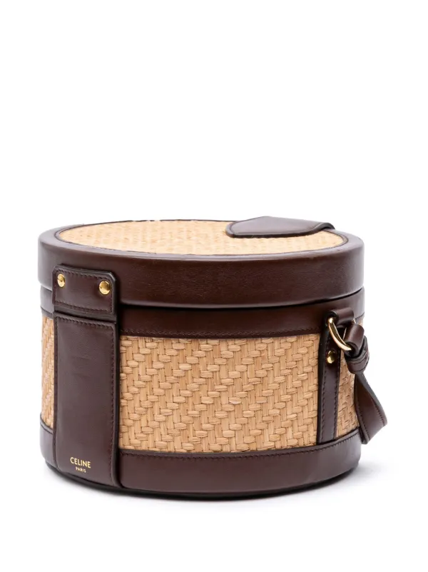 Celine Pre-Owned 2020 Medium Raffia And Calfskin Triomphe Tambour