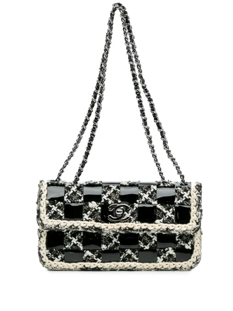 CHANEL Pre-Owned 2004-2005 Mini Woven Patent and Tweed Chessboard Single Flap shoulder bag