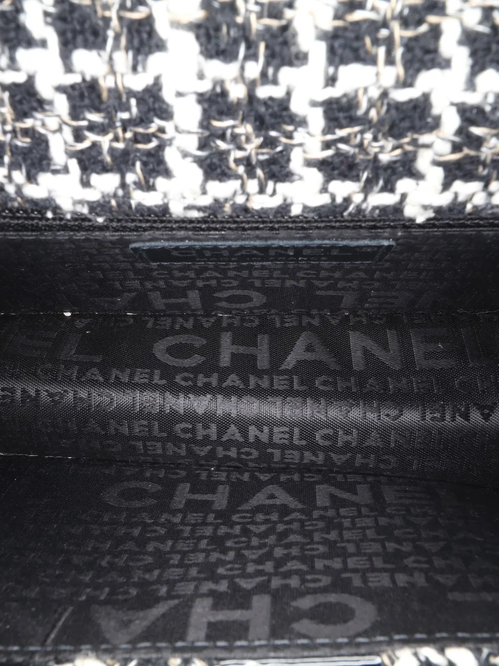 Pre-owned Chanel 2004-2005 Mini Woven Patent And Tweed Chessboard Single Flap Shoulder Bag
