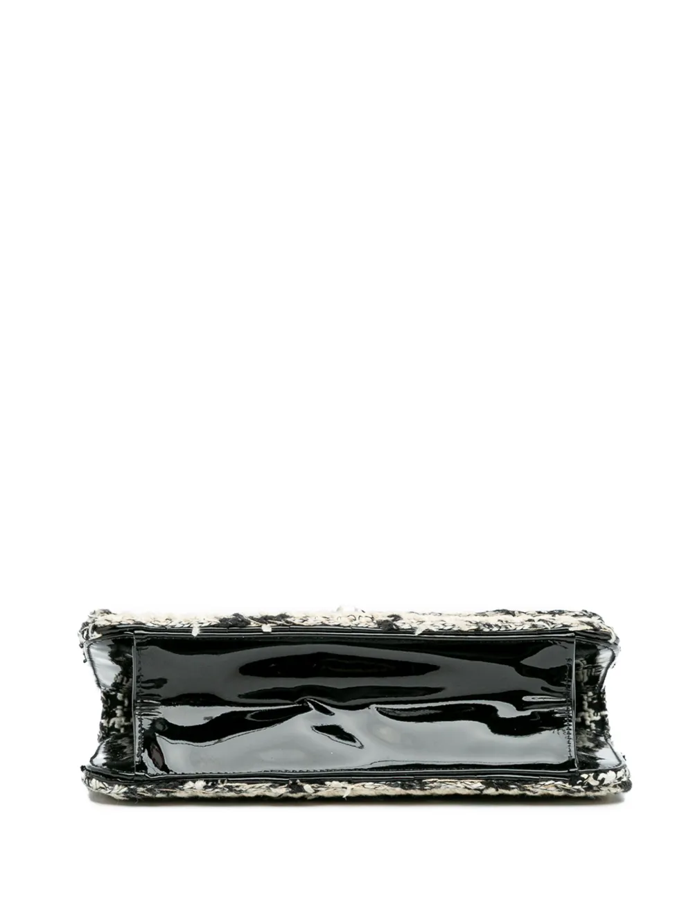 Pre-owned Chanel 2004-2005 Mini Woven Patent And Tweed Chessboard Single Flap Shoulder Bag