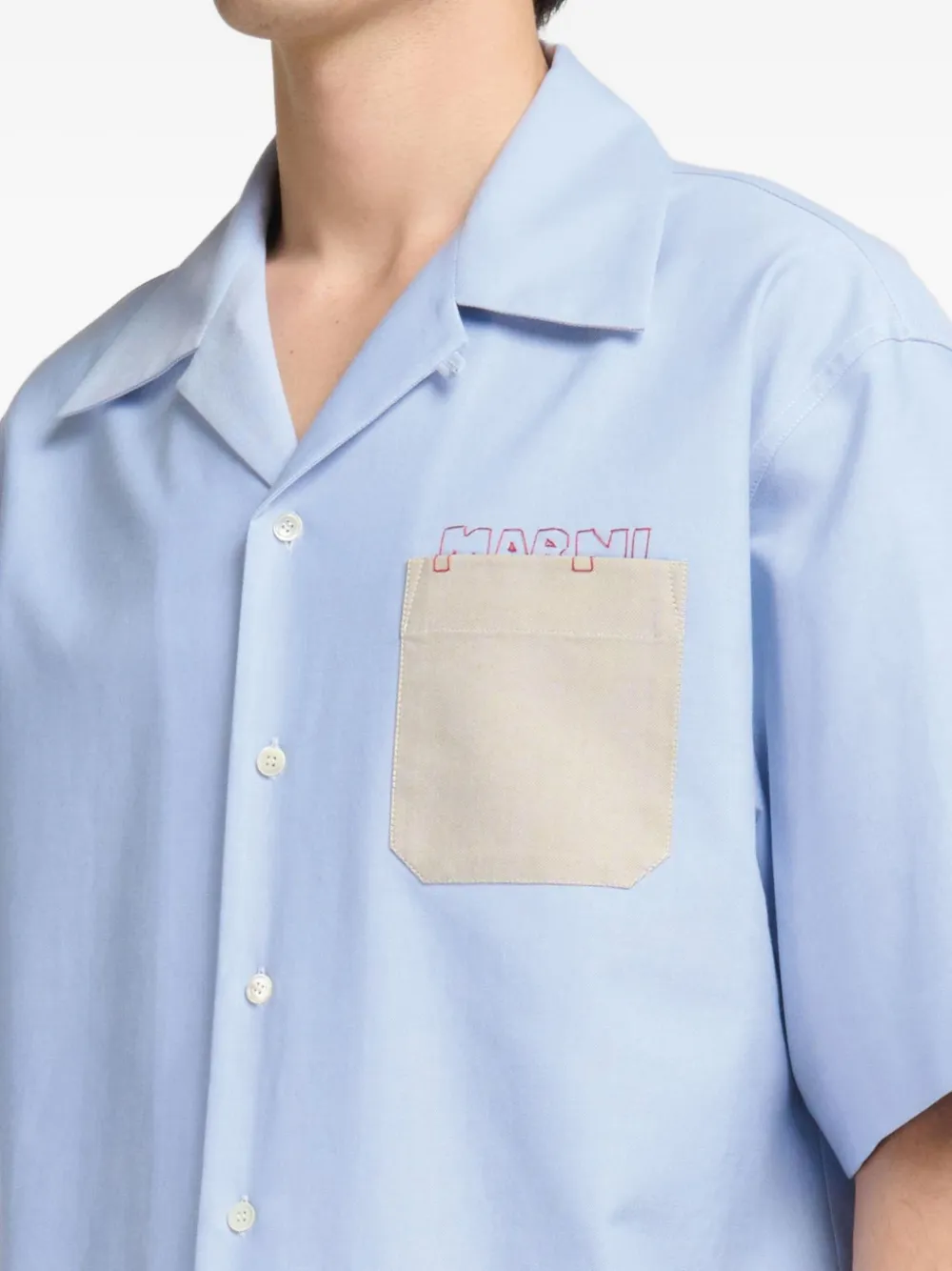 Marni Overhemd met geborduurd logo Blauw