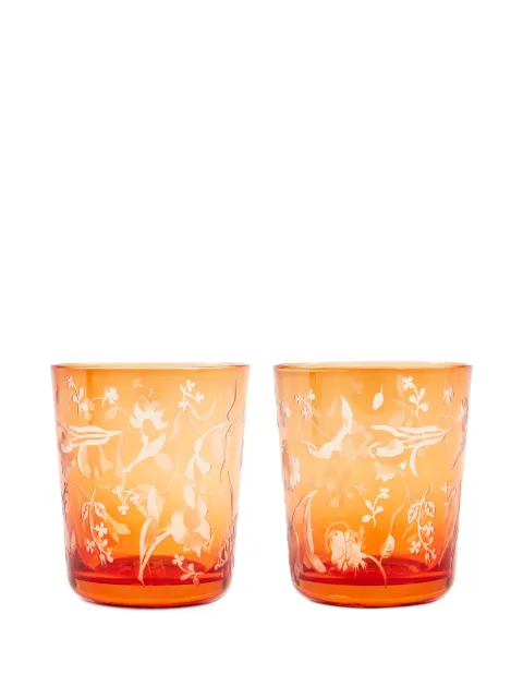POLSPOTTEN Tumblers met gegraveerde bloemen