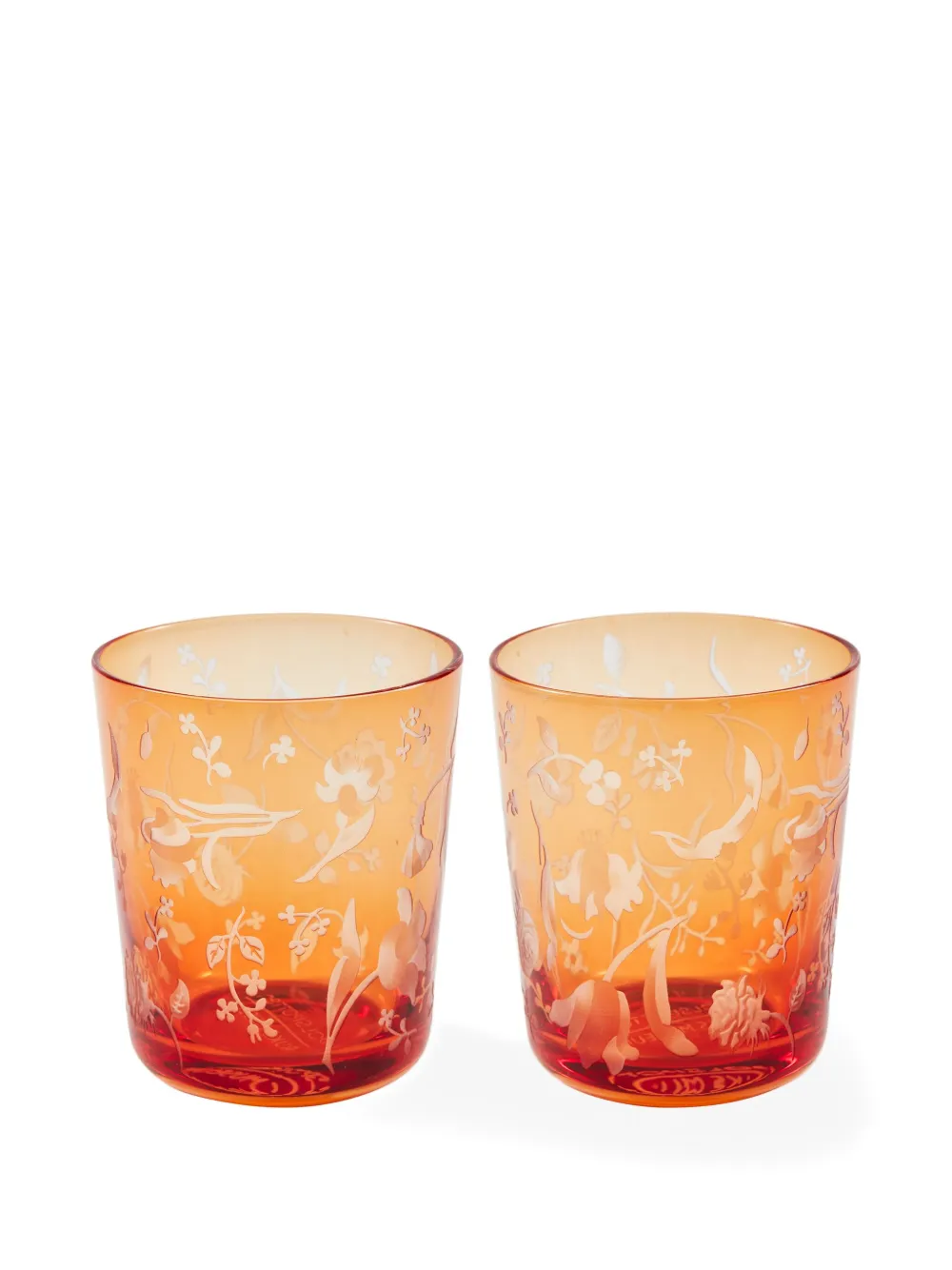  Polspotten Flower-engraved Tumblers - Orange 