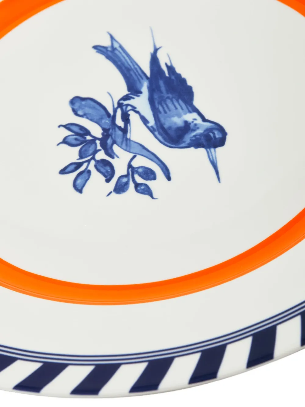  Polspotten Striped Bird-motif Plates - Orange 