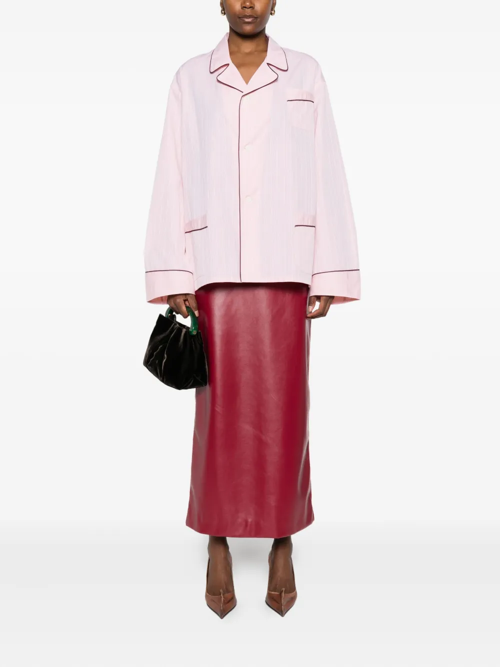 Prada striped contrast-trim shirt - Roze