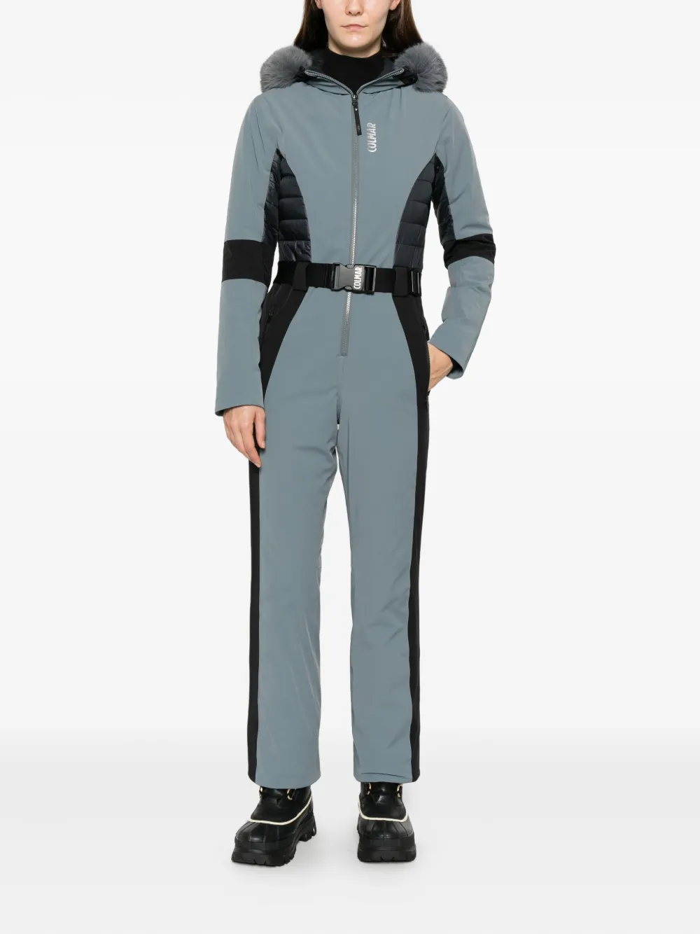 Colmar Quilted Belted Ski Suit In Blue