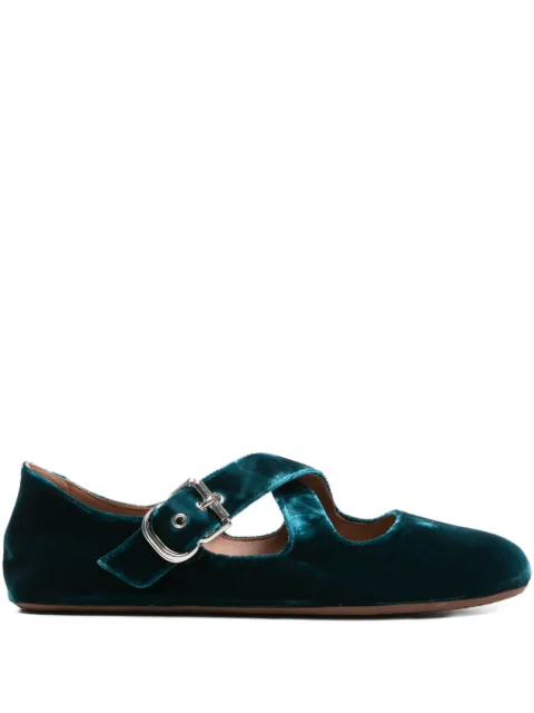 Alaïa velvet buckled ballet flats