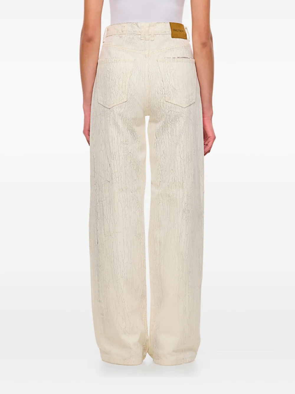 Halfboy Jeans met gebarsten effect Wit