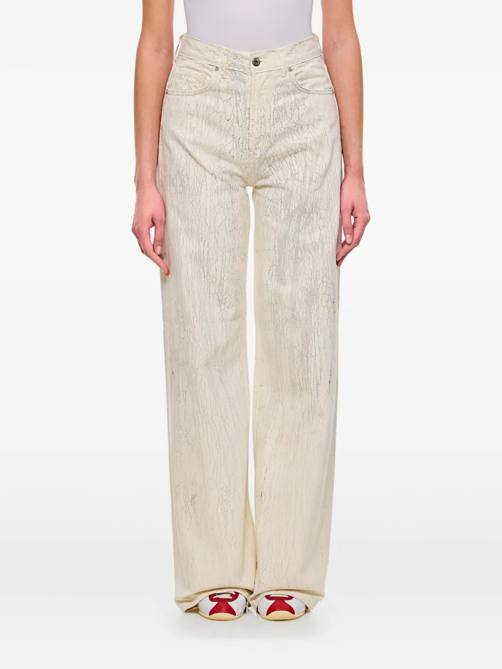 Halfboy cracked-effect jeans - ホワイト Halfboy cracked-effect jeans - ホワイト