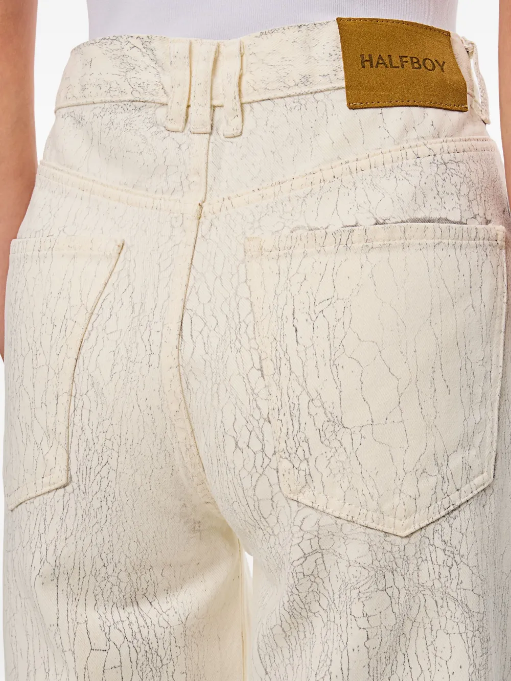 Halfboy Jeans met gebarsten effect Wit