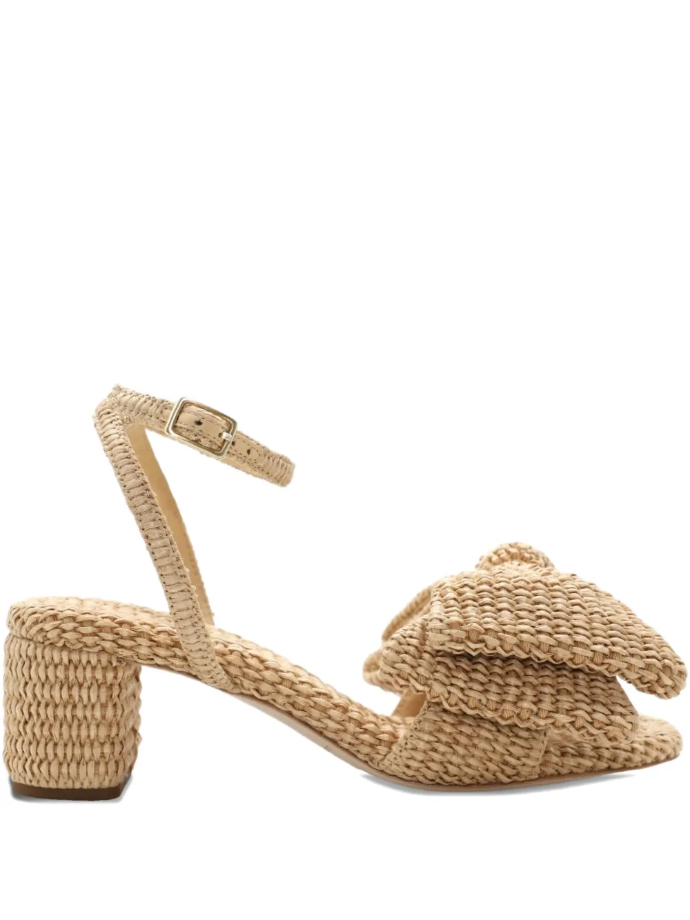Loeffler Randall 635mm Carm bow-detail woven block-heel sandals Neutrals