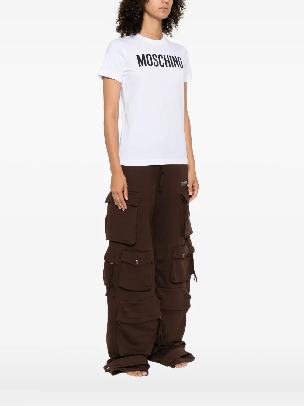 Moschino Katoenen T-shirt met logoprint Wit