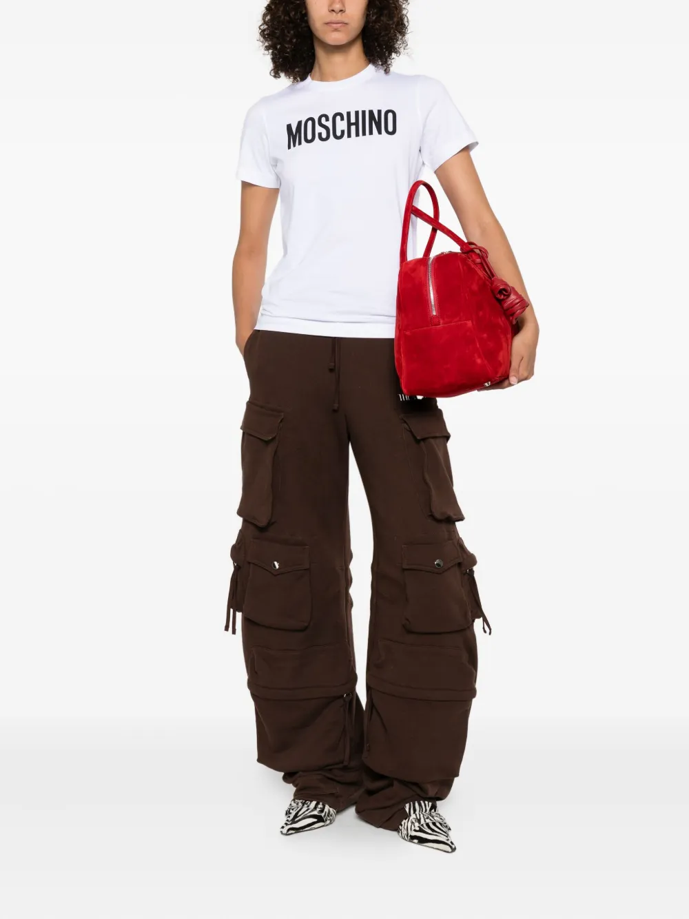 Moschino Katoenen T-shirt met logoprint Wit