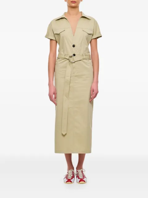 Halfboy button-up belted midi dress