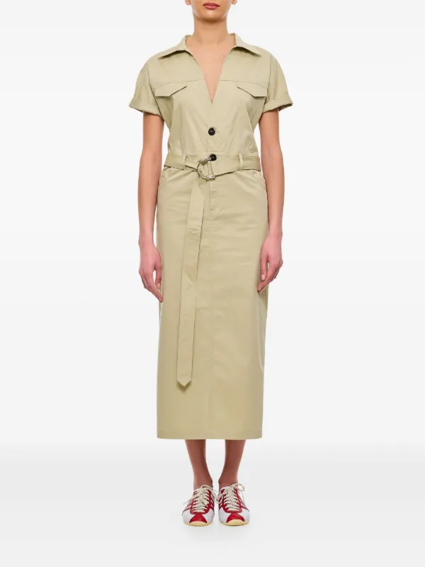 Halfboy Button-up Belted Midi Dress in Neutrals