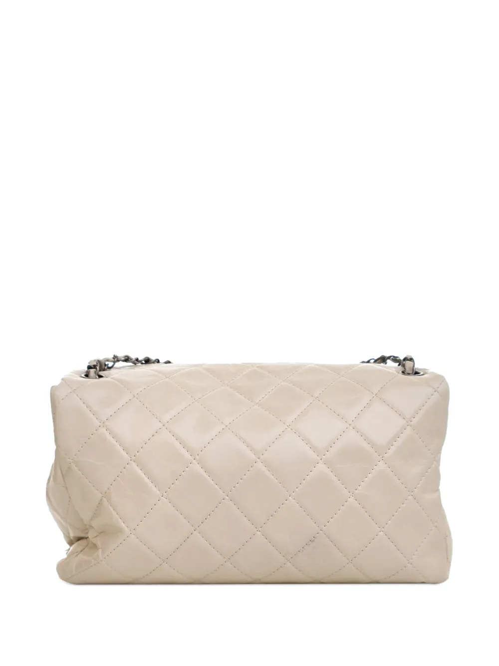 Pre-owned Chanel 2014-2015 Large Quilted Glazed Calfskin Coco Soft Flap Shoulder Bag In Brown