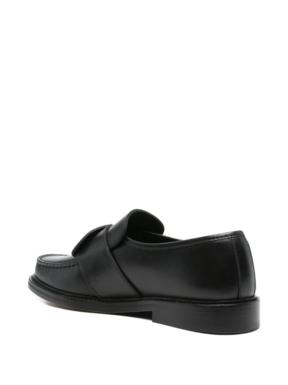 Moschino buckle-strap leather loafers Black
