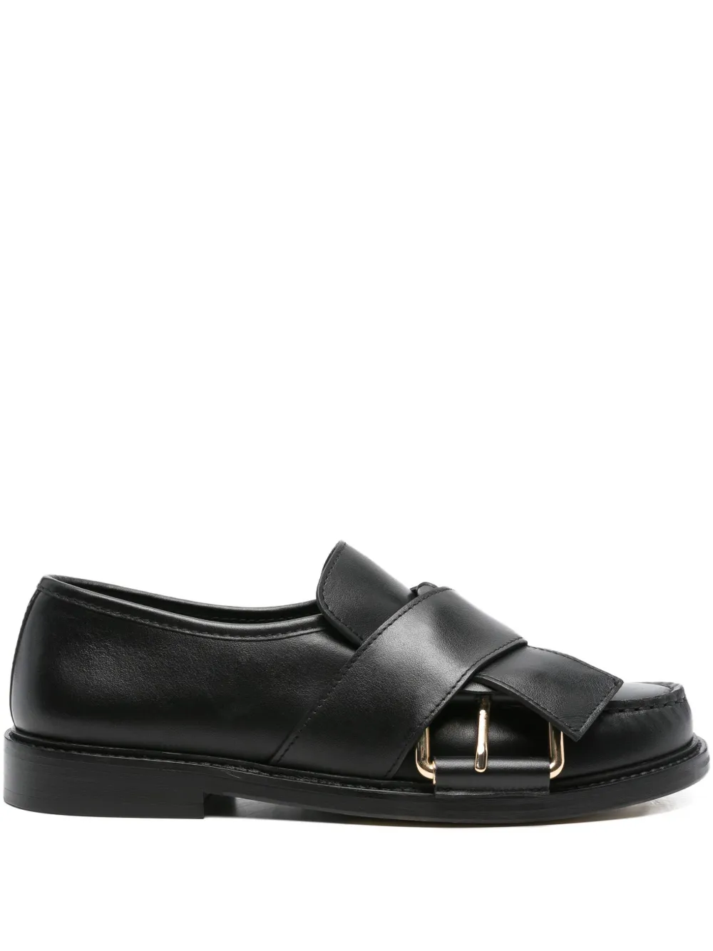 Moschino buckle-strap leather loafers - ブラック Moschino buckle-strap leather loafers - ブラック