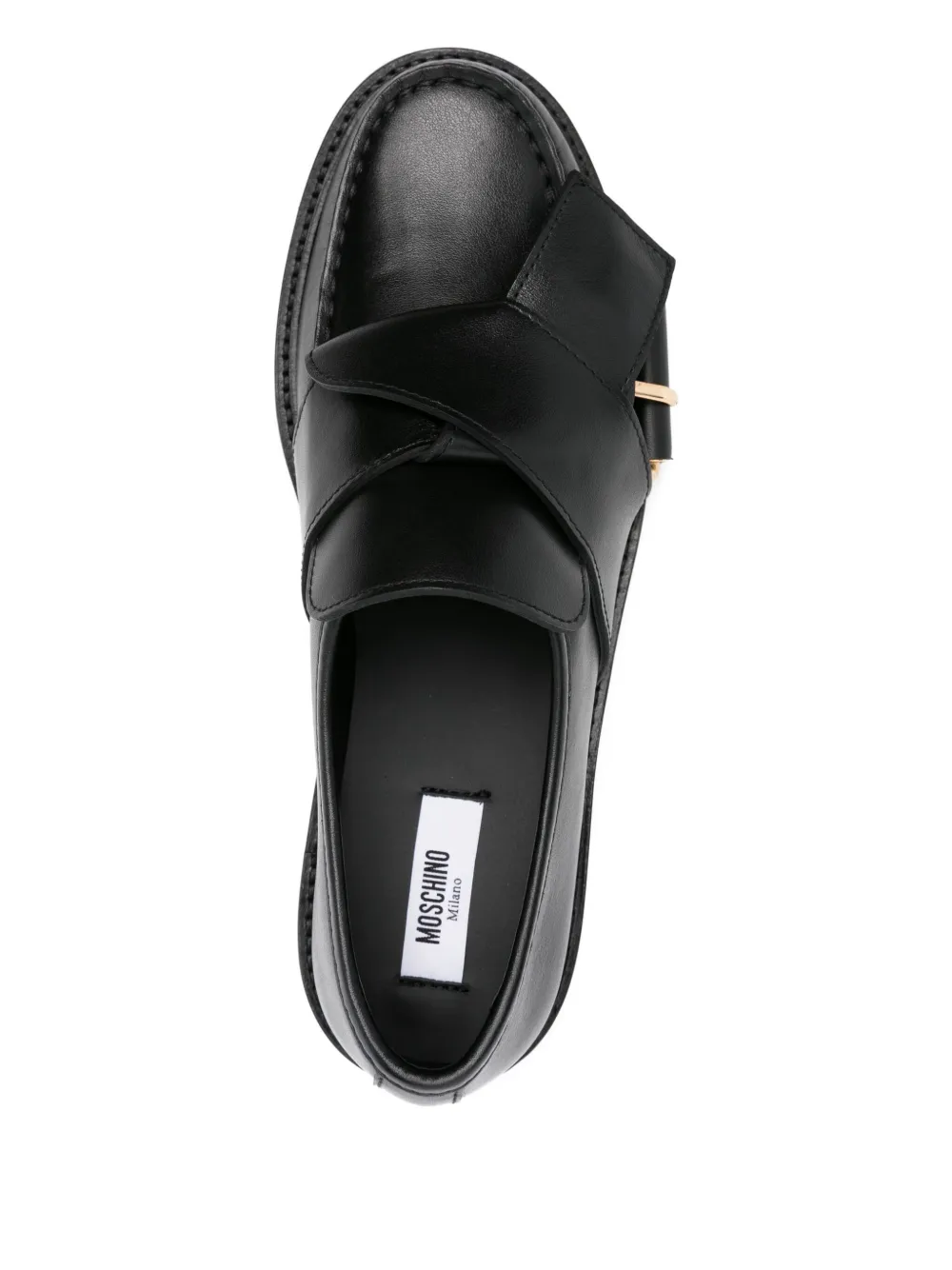 Moschino buckle-strap leather loafers Black
