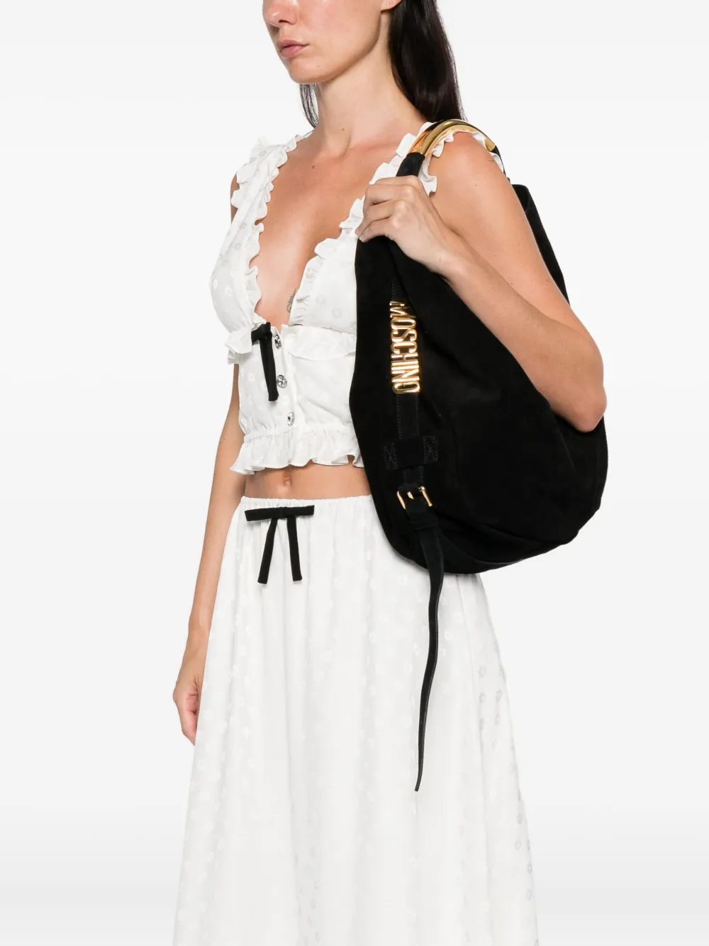 Moschino logo-lettering tote bag Zwart