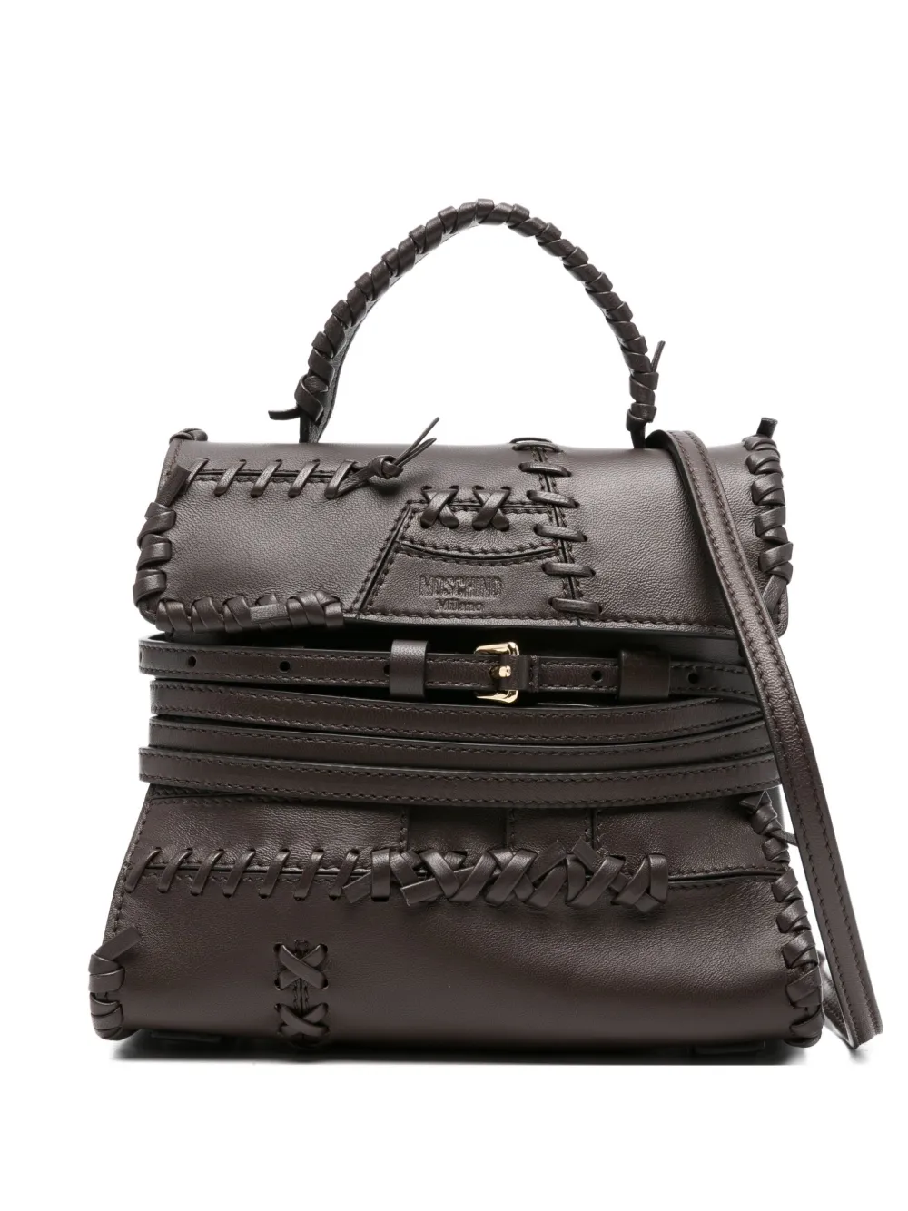 Moschino Tie Me gevlochten leren shopper Bruin