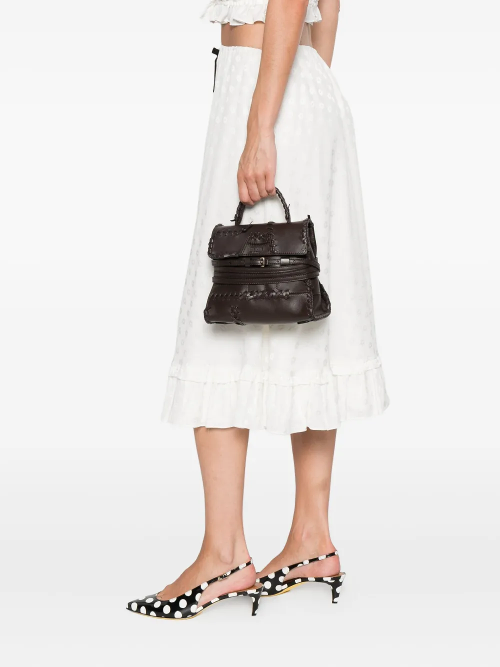Moschino Tie Me gevlochten leren shopper Bruin
