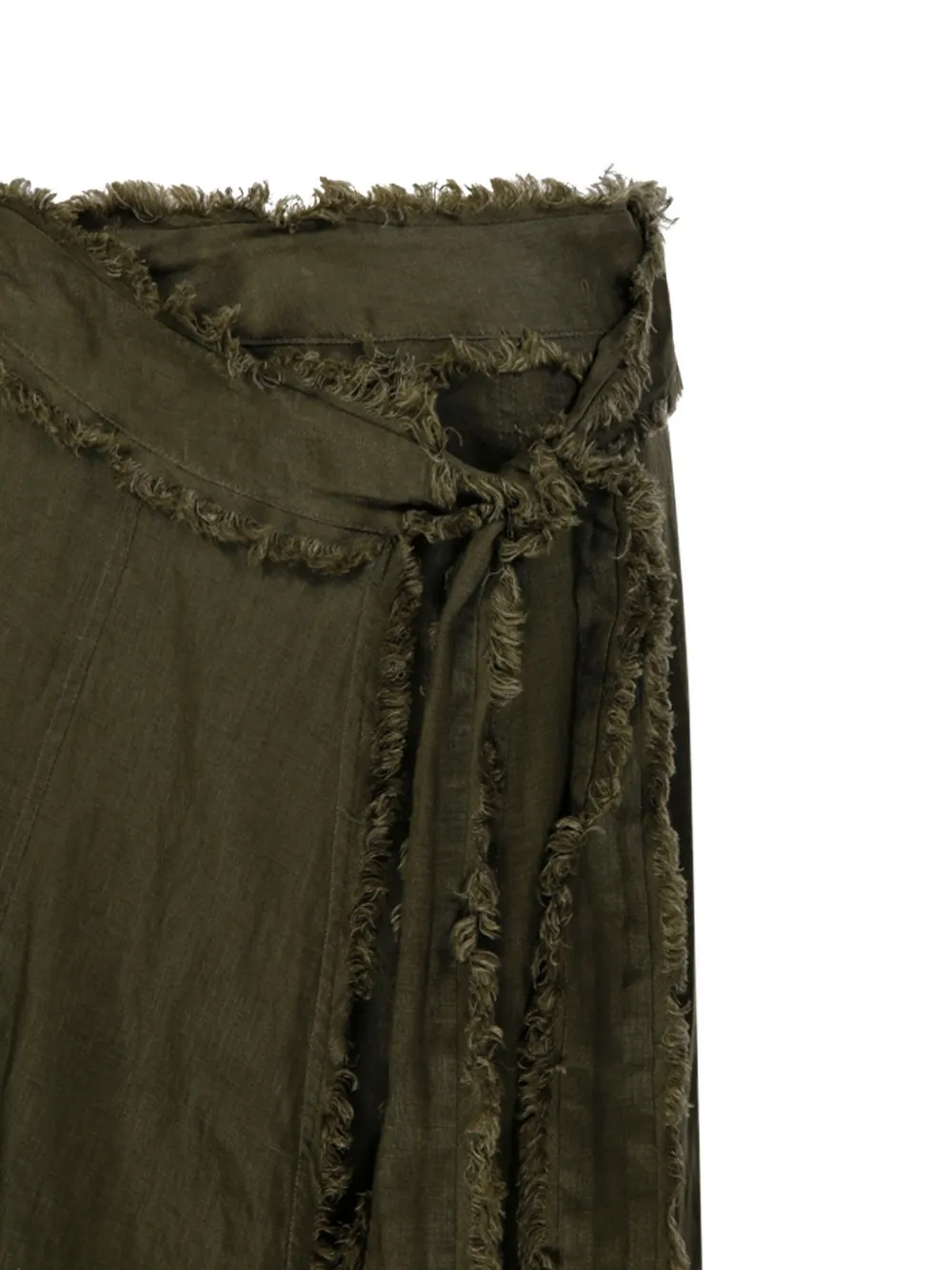P.a.r.o.s.h Parosh Flowing Linen Skirt With Frayed Hem