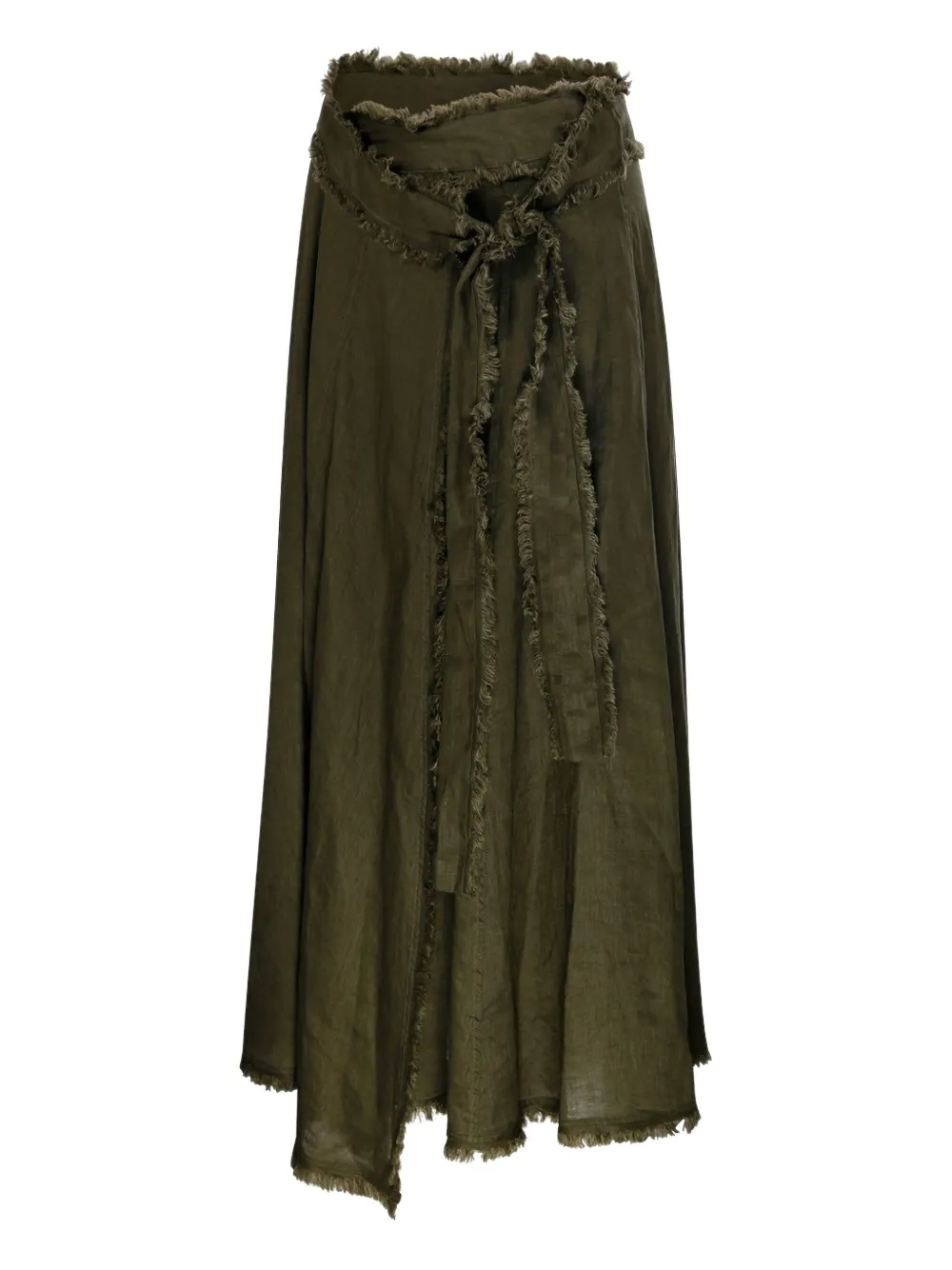 P.a.r.o.s.h Parosh Flowing Linen Skirt With Frayed Hem
