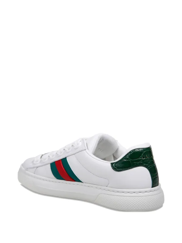 スニーカー GUCCI WHITE AND GREEN LEATHER SNEAKERS Gucci Leather Sneakers | White | FARFETCH