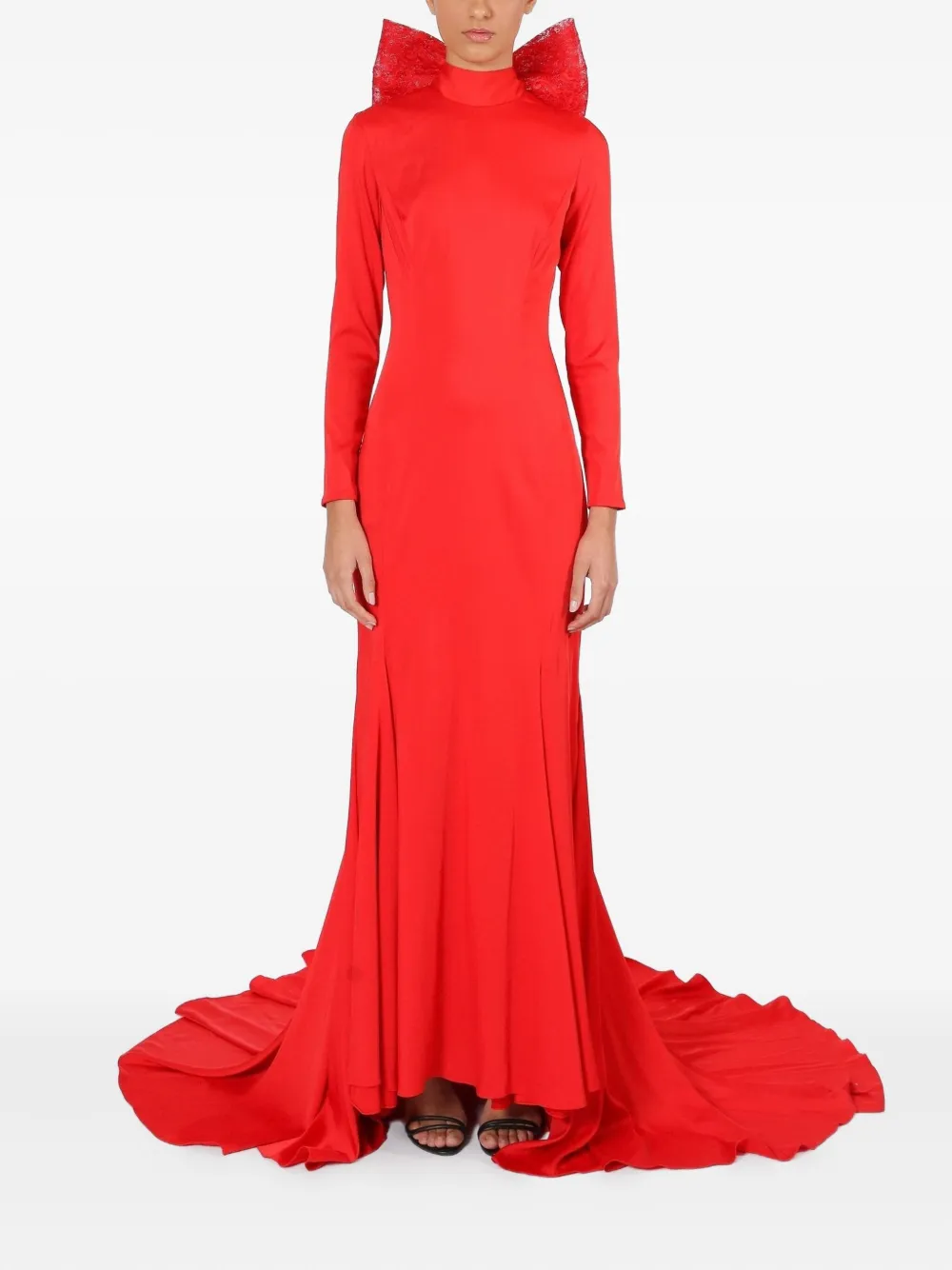 Lethicia Bronstein Kali bow-detail high-neck dress - Rood