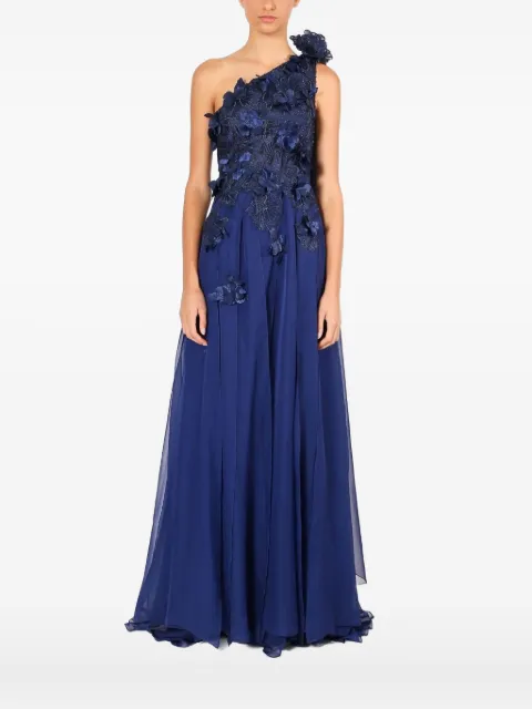 Lethicia Bronstein Hator floral-appliqué one-shoulder gown