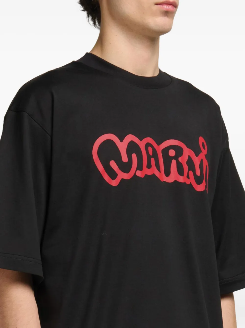 Marni Logo-print Cotton-jersey T-shirt In Black