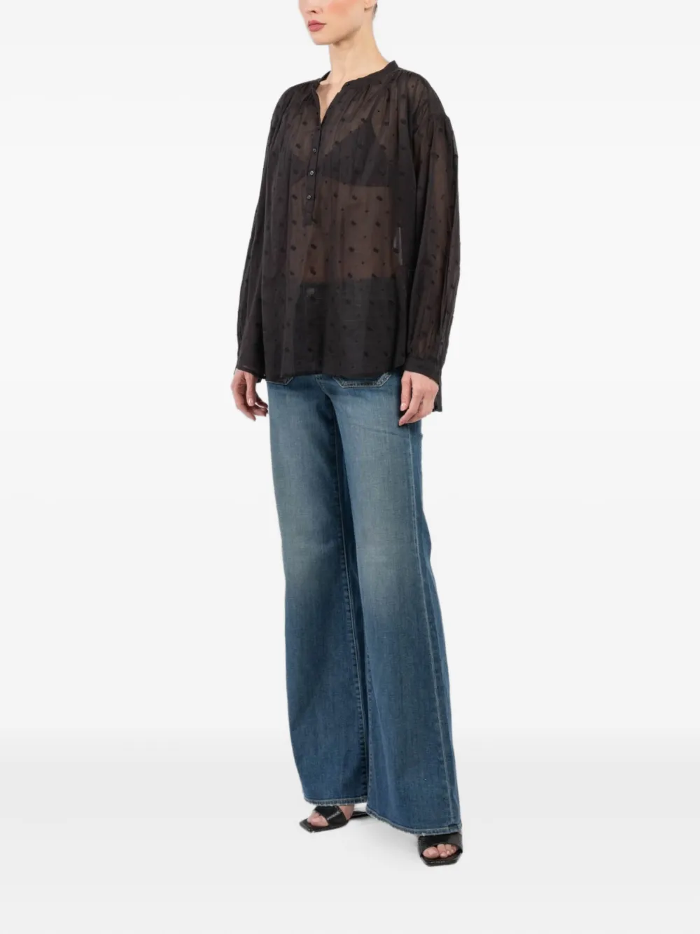 Nili Lotan Blouse met ballonmouwen Zwart